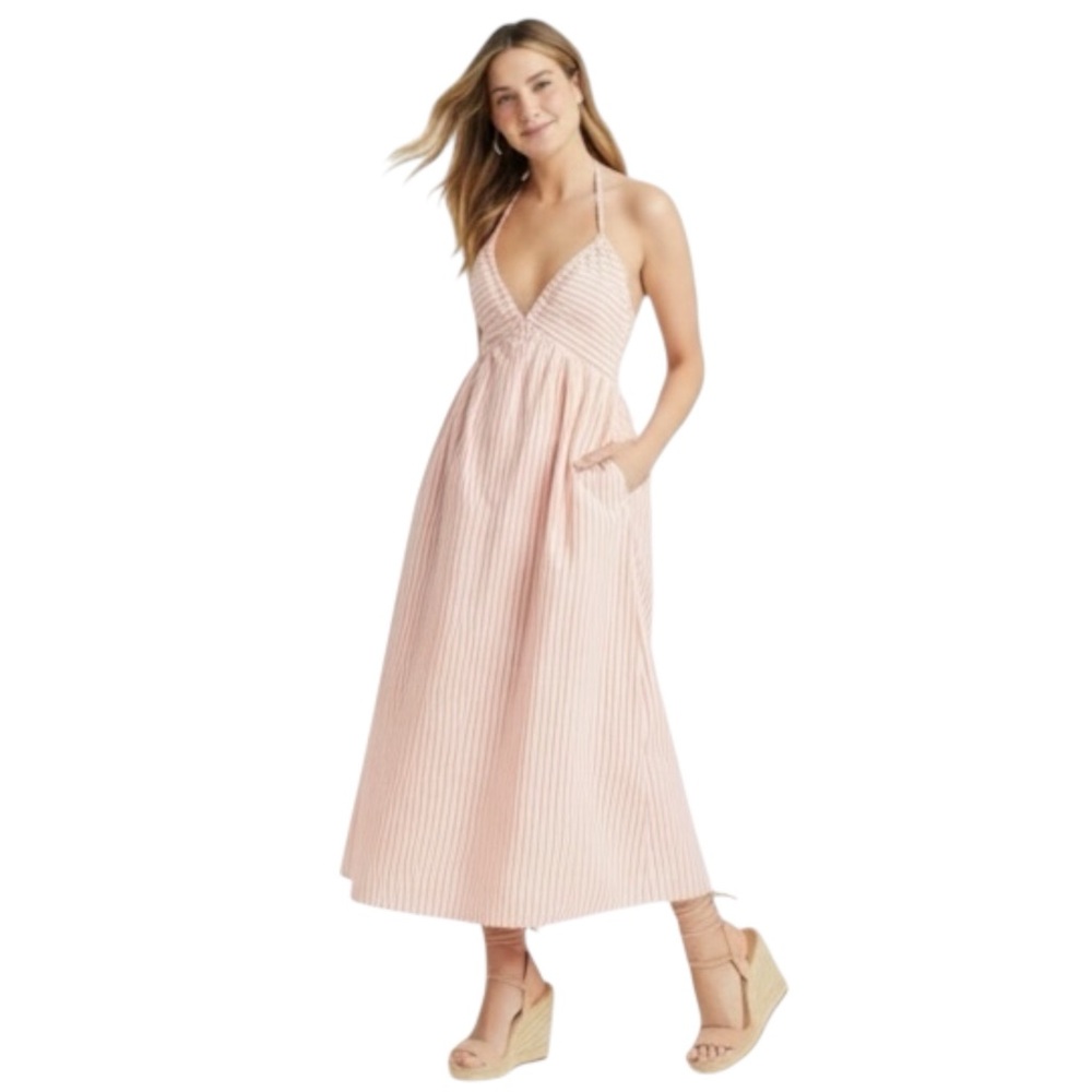 NWT Universal Threads Striped Cotton Midi Dress Sundress Casual Beach Vacation
